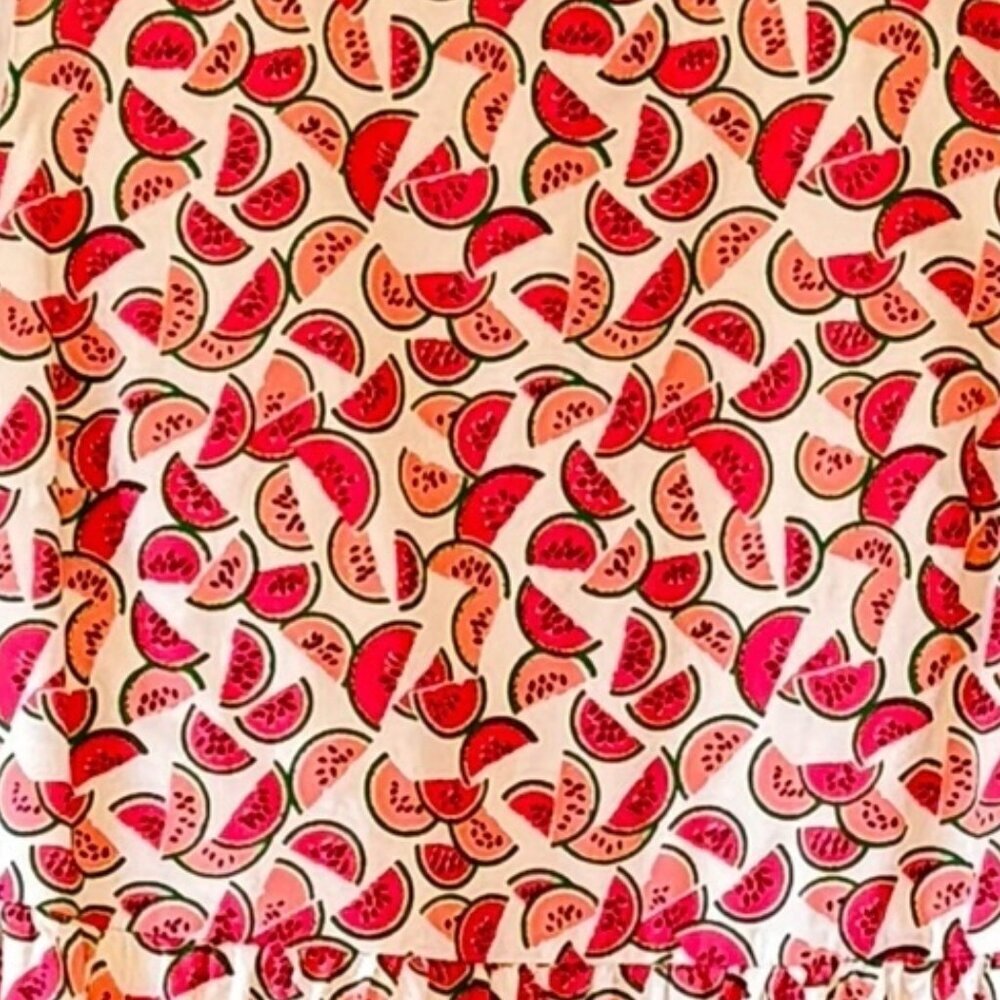 J. Crew Re-Imagined Tiered Dress Watermelon Print Side Pockets White Pink 12 - Picture 4 of 10